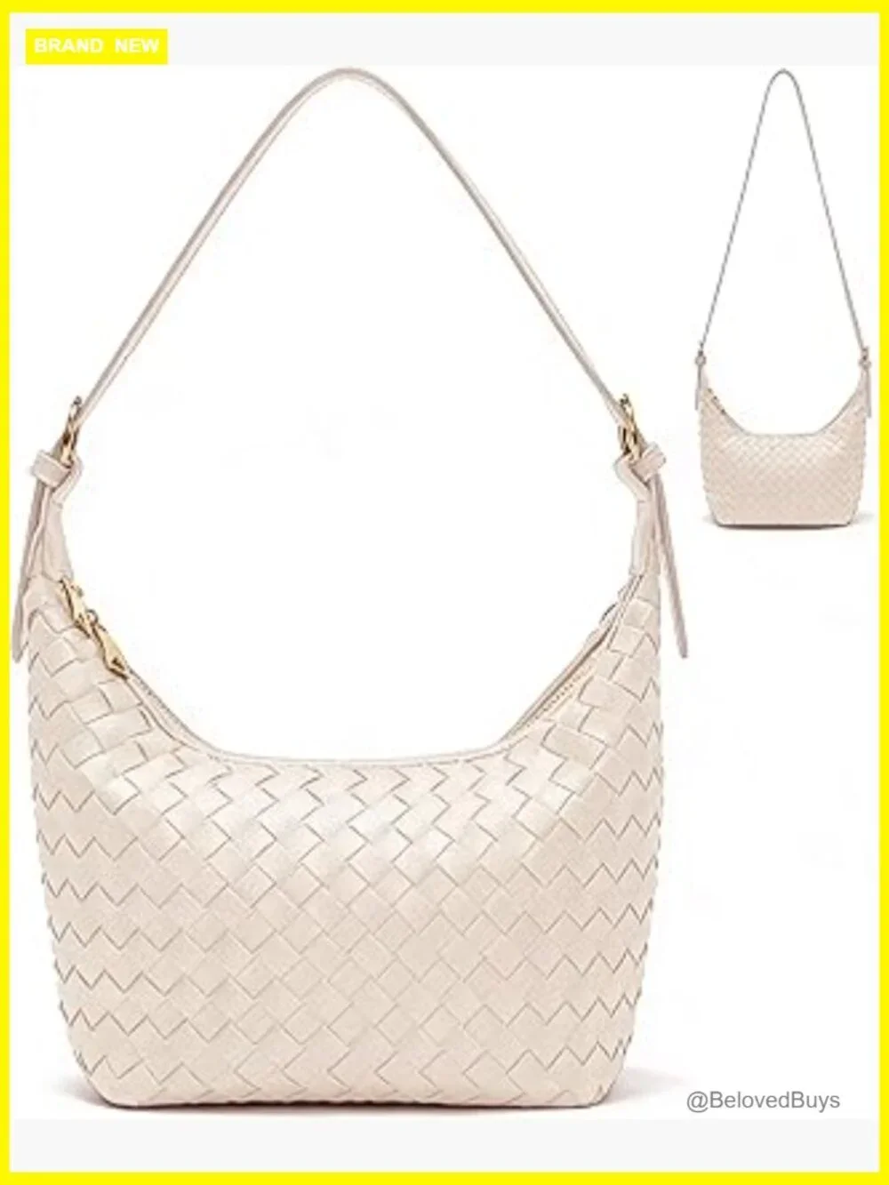 Woven Faux Leather Hobo Shoulder Bag Crossbody Purse with Adjustable Strap